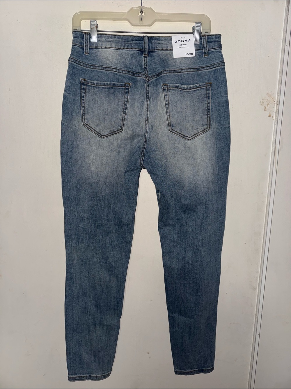 Women's Distressed Blue Skinny Jeans - Picture 5 of 6